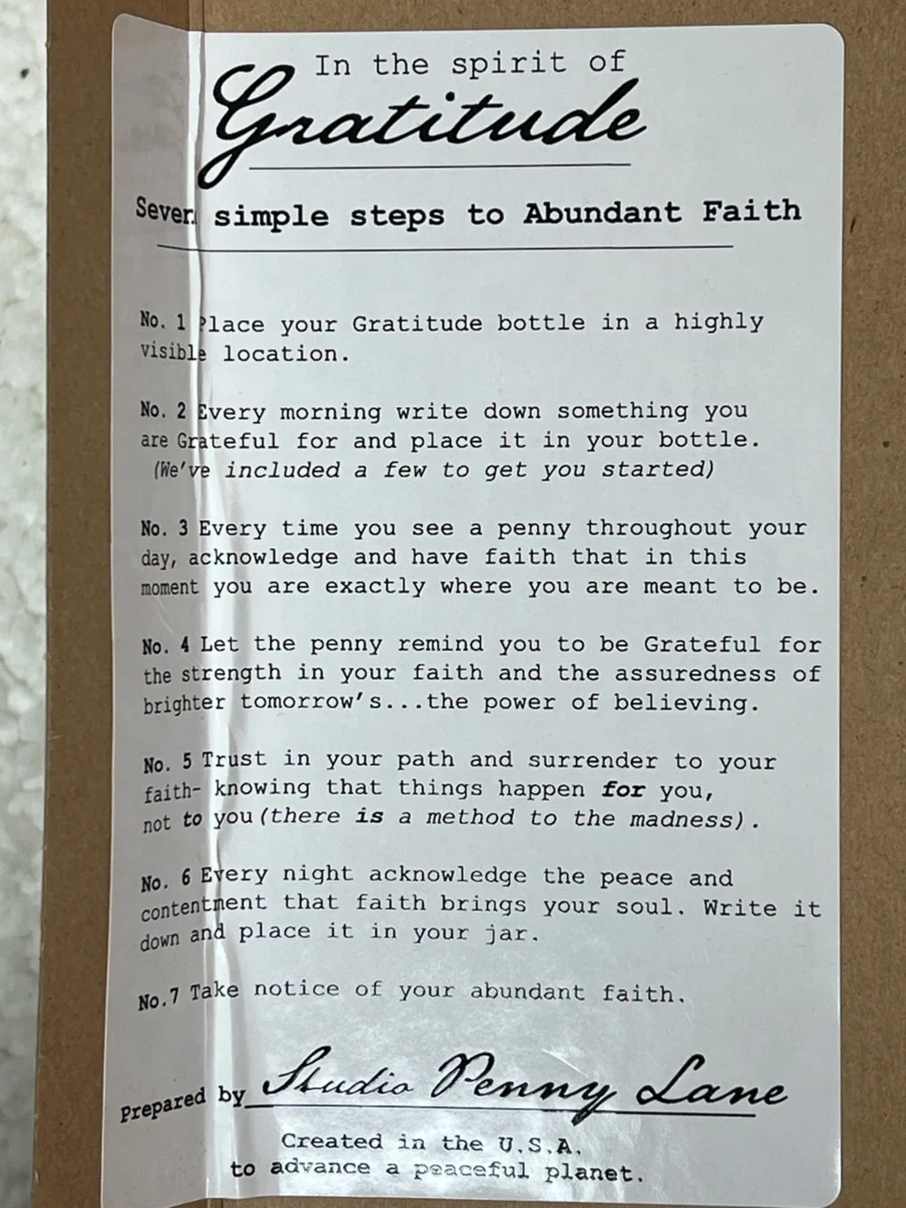 Studio Pennylane Faith & Gratitude Clear Apothecary Jar